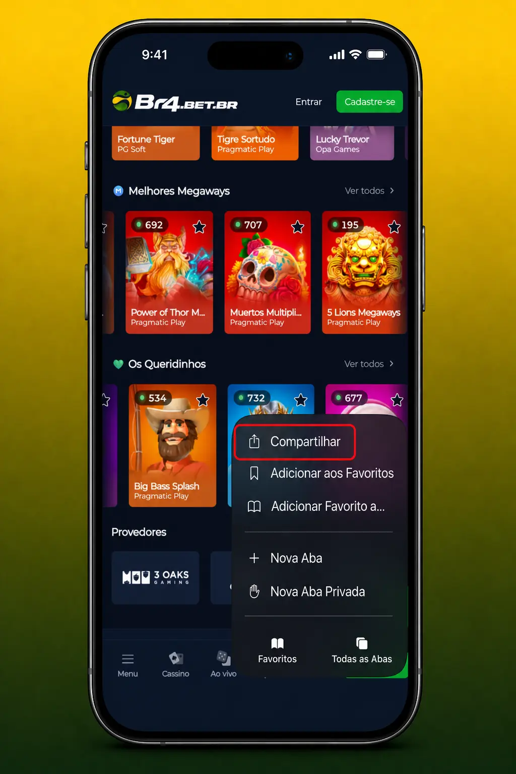 Passo a passo para acessar o BR4bet no iOS via Safari e criar atalho para jogar Fruit Party