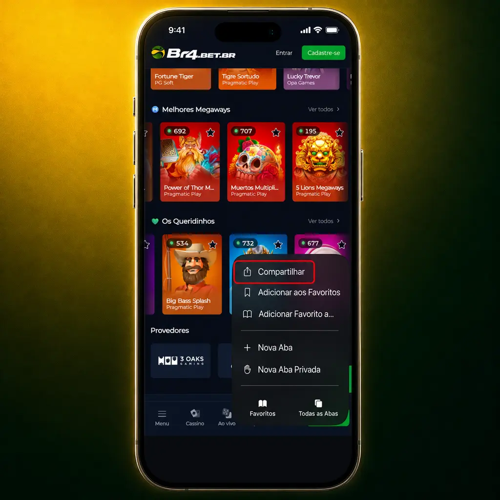 Aplicativo BR4bet para iOS: instale via PWA pelo Safari e adicione à tela de início do iPhone ou iPad.