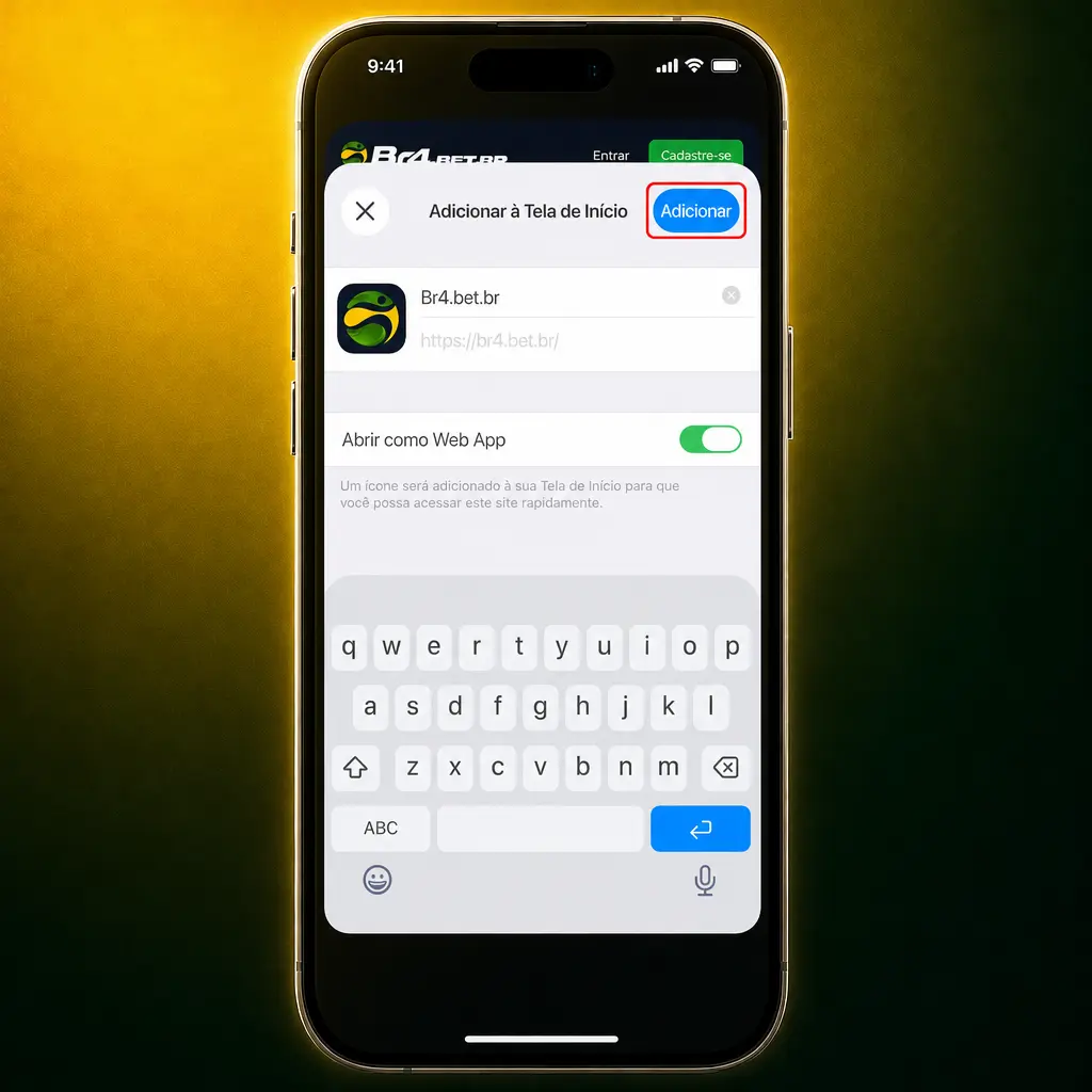 Aplicativo BR4bet para iOS: instale via PWA pelo Safari e adicione à Tela de Início do iPhone ou iPad.