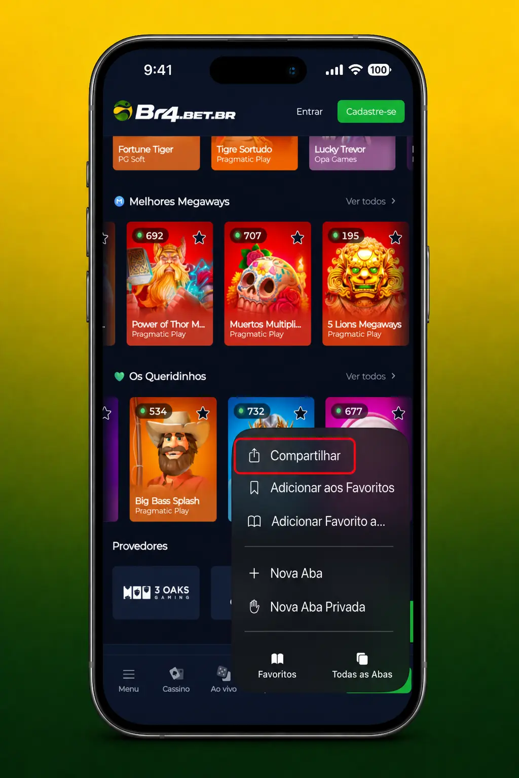 Tutorial passo a passo para instalar o app BR4bet no iOS via Safari e acessar o jogo Fortune Rabbit