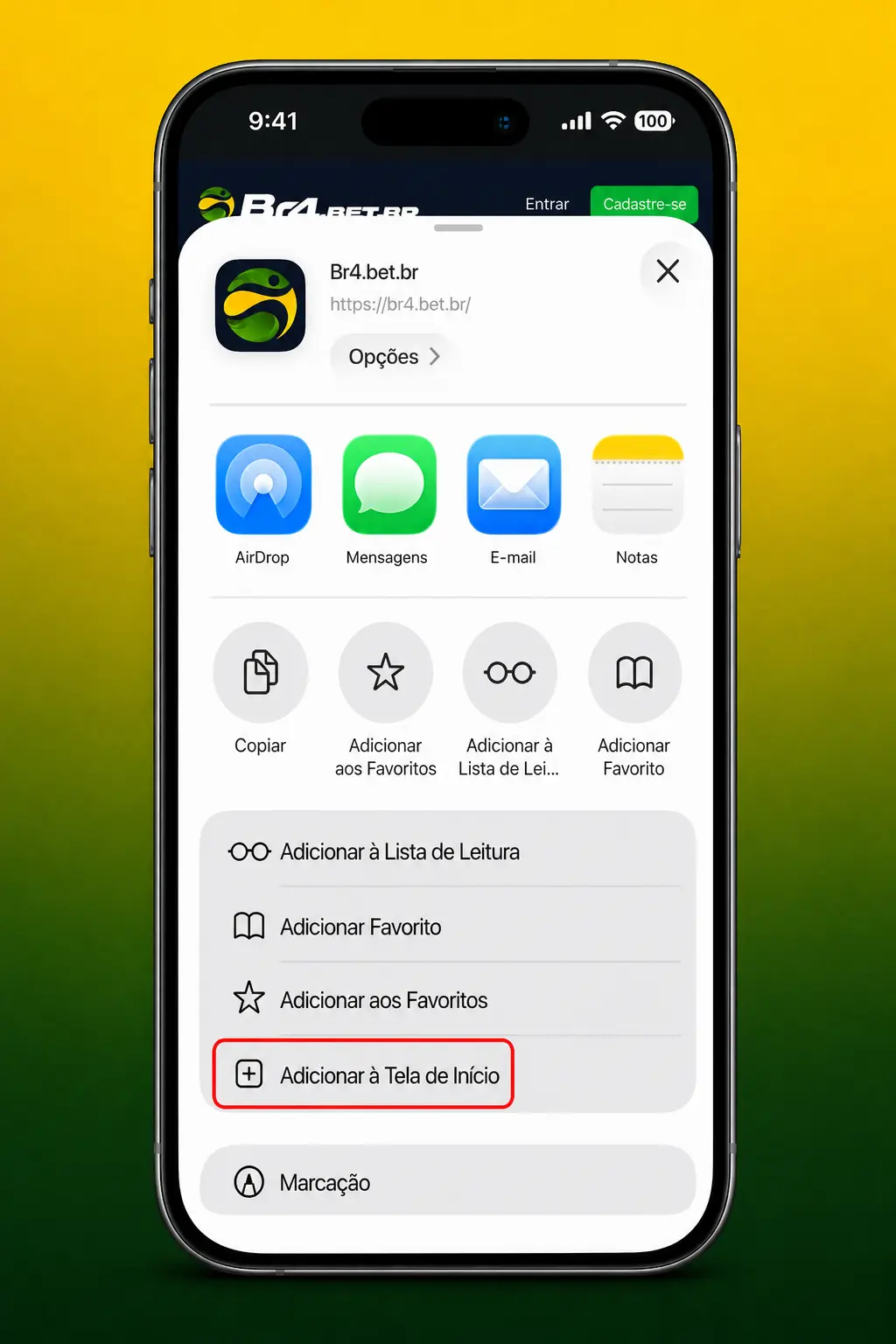 Passo a passo para instalar o app BR4bet no iOS via Safari e acessar o jogo Fortune Rabbit.