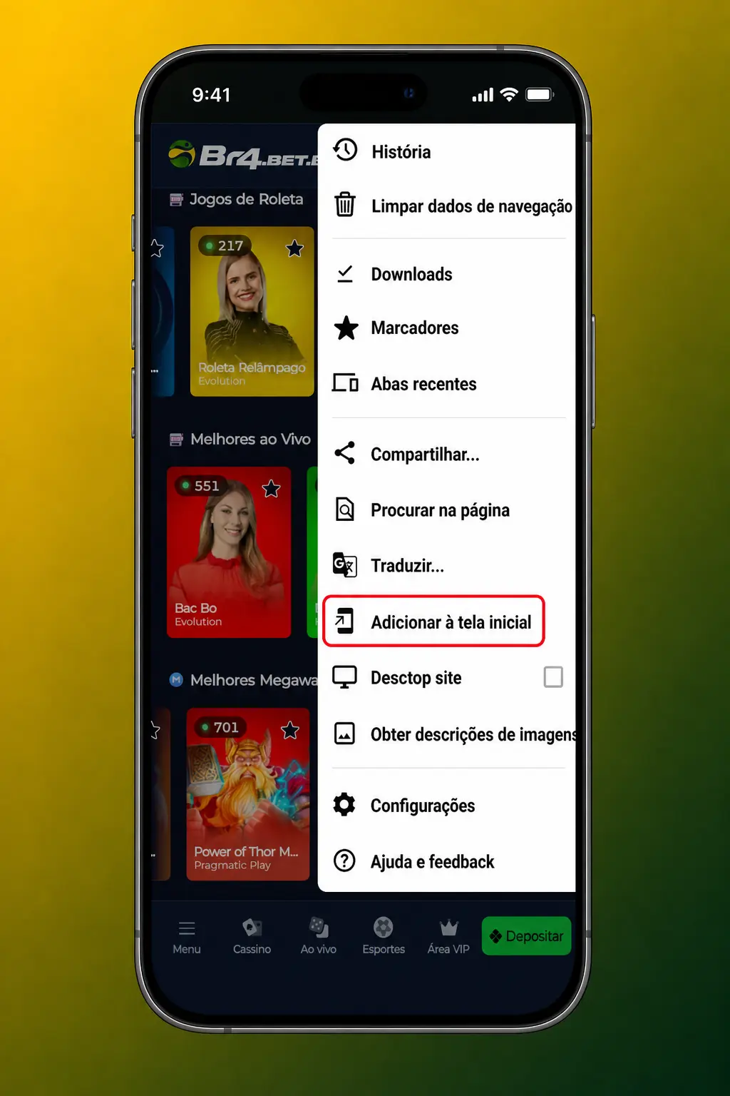 Download do APK da BR4bet para jogar Gates of Olympus 1000 no celular Android