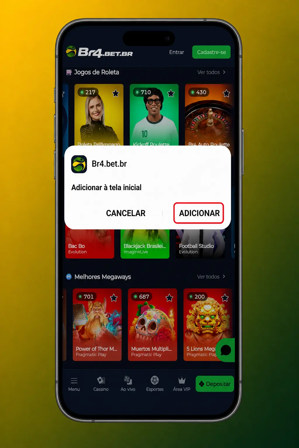 Baixar APK da BR4bet para instalar e jogar Gates of Olympus 1000 no celular Android