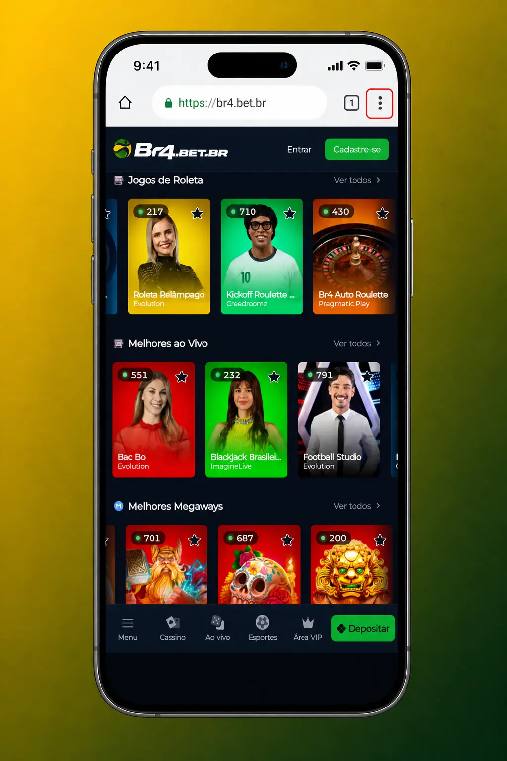 Baixar APK da BR4bet para instalar o app e jogar Gates of Olympus 1000 no Android