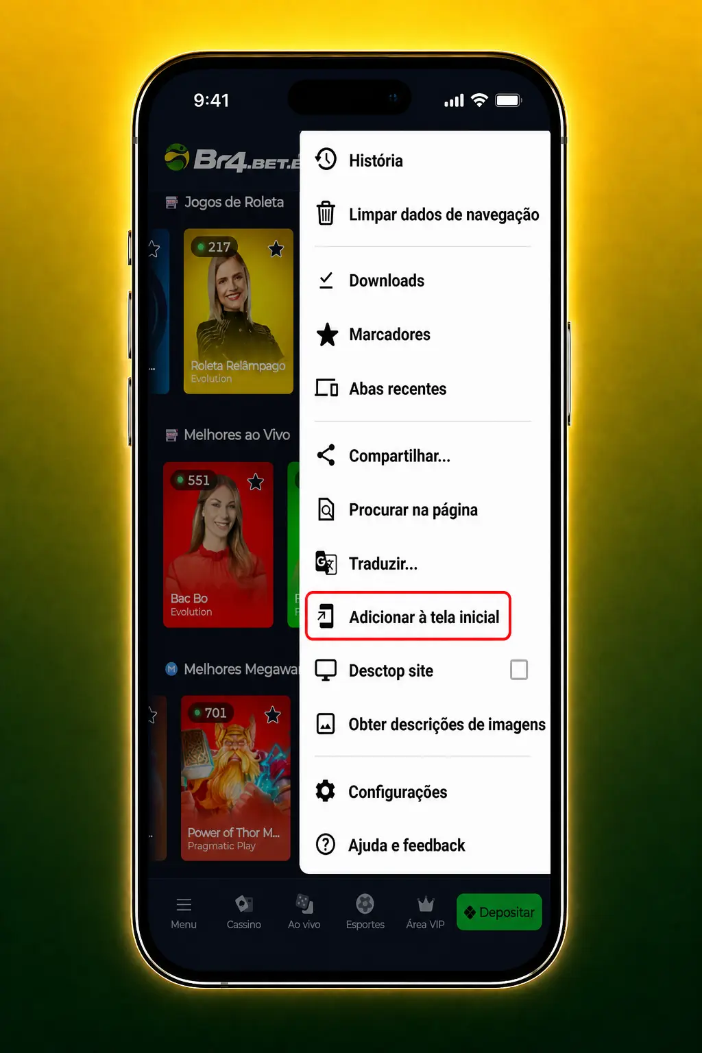 Passo a passo para baixar o APK da BR4bet no Android e jogar Sweet Bonanza no celular.