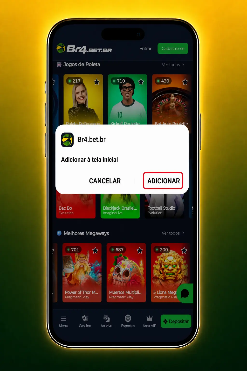 Passo a passo para baixar o app BR4bet em APK no Android e jogar Sweet Bonanza com facilidade.