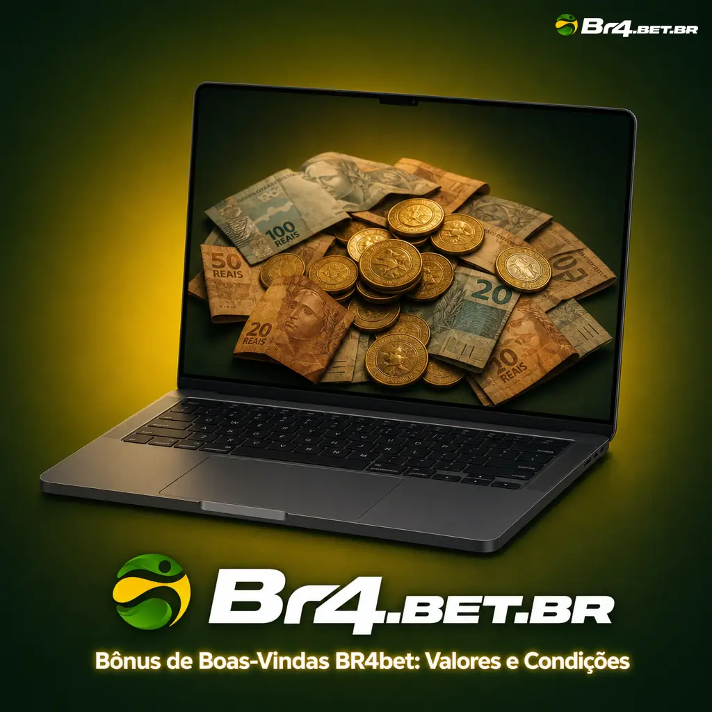 Tabela com condições do bônus de boas-vindas BR4bet: 100% até R$300, rollover 15x e depósito mínimo de R$30.