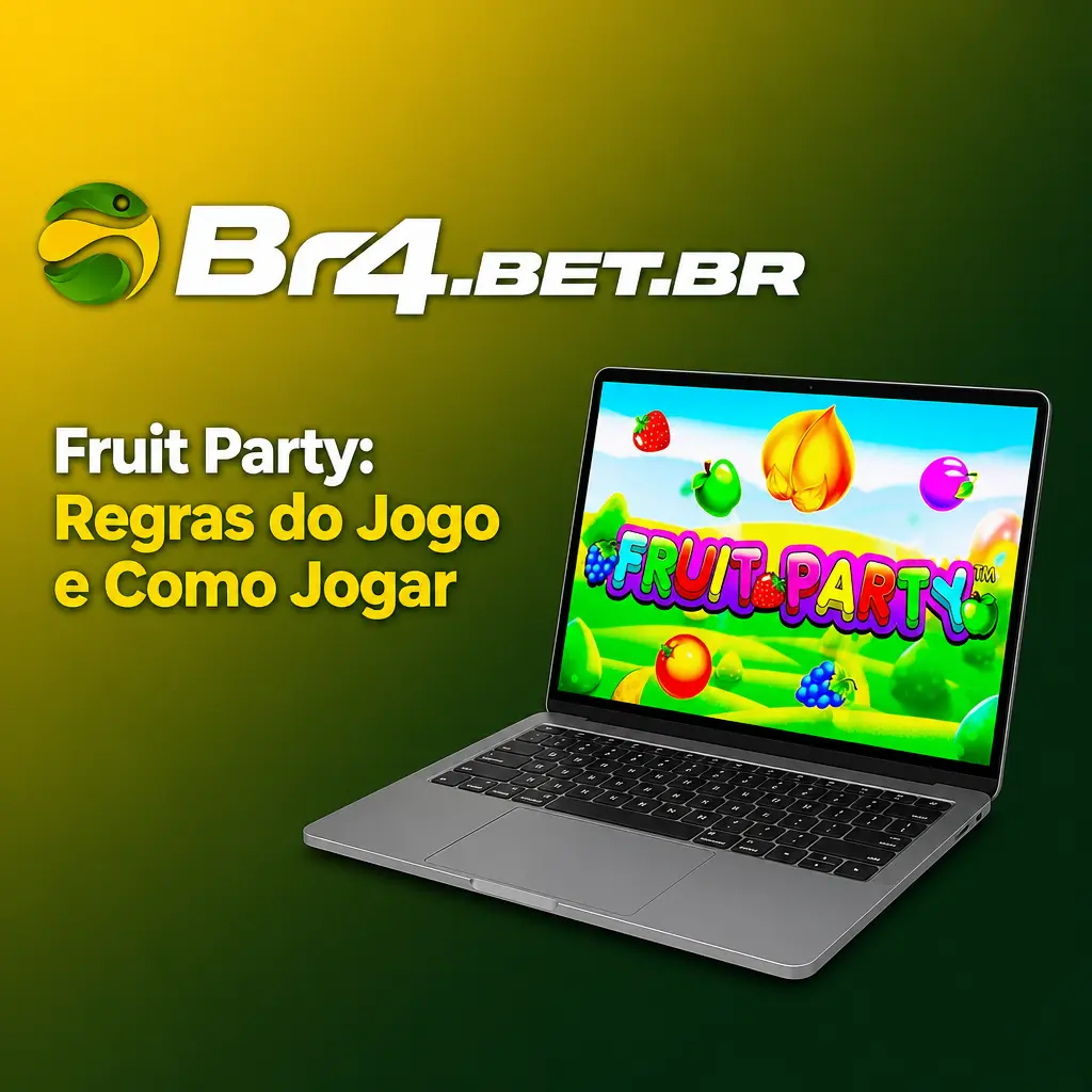 Grade 7x7 de Fruit Party com clusters de frutas formando combinações e multiplicador progressivo de até 256x.