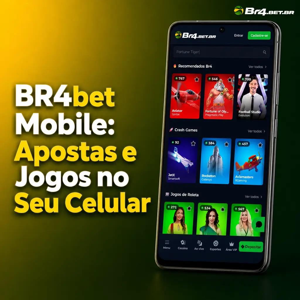 App BR4bet mobile para Android e iOS com apostas esportivas, cassino ao vivo e slots no celular.