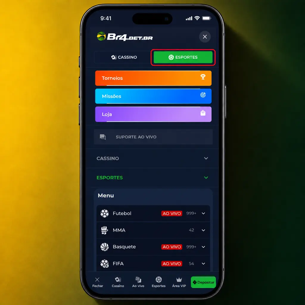 Passo a passo para apostar no app BR4bet: login, escolha do esporte, seleção da cotação e confirmação da aposta.