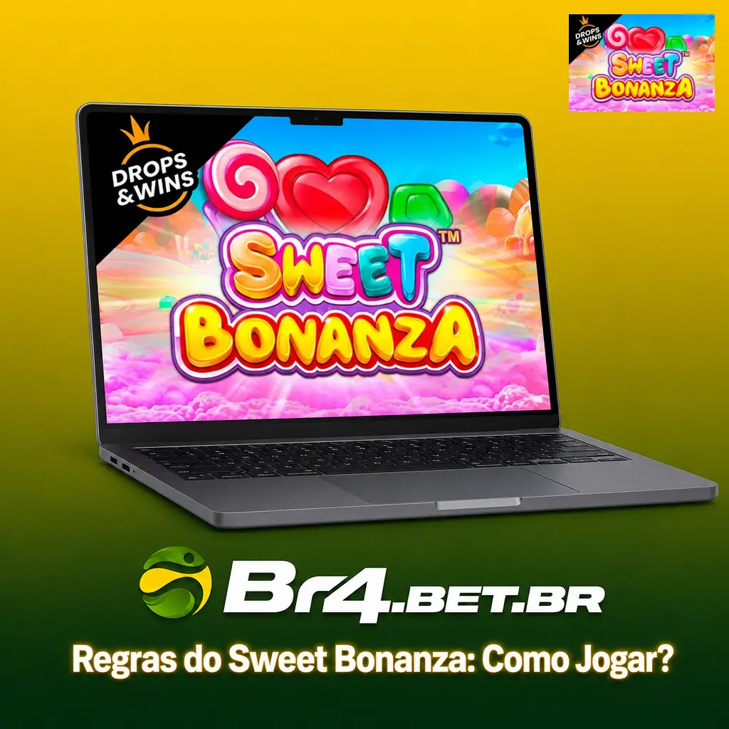 Grade do Sweet Bonanza com símbolos de frutas explicando regras e vitórias por cascata no caça-níquel