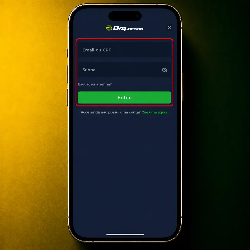 Passo a passo para cadastro na BR4bet: formulário com nome, CPF, data de nascimento e senha