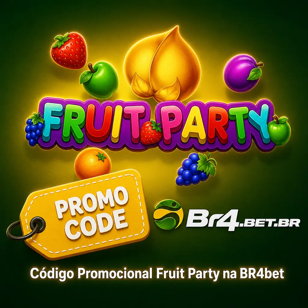 Código promocional FRUIT300 da BR4bet liberando bônus de 100% até R$300 no primeiro depósito do Fruit Party