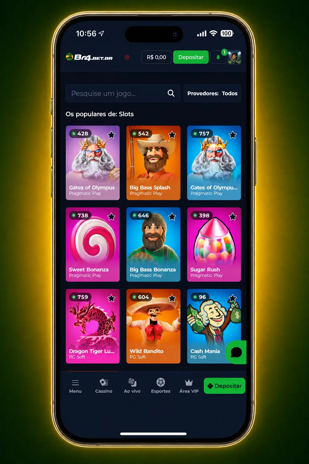 Passo a passo para jogar slots na BR4bet: cadastro, depósito via Pix e escolha do jogo na plataforma.
