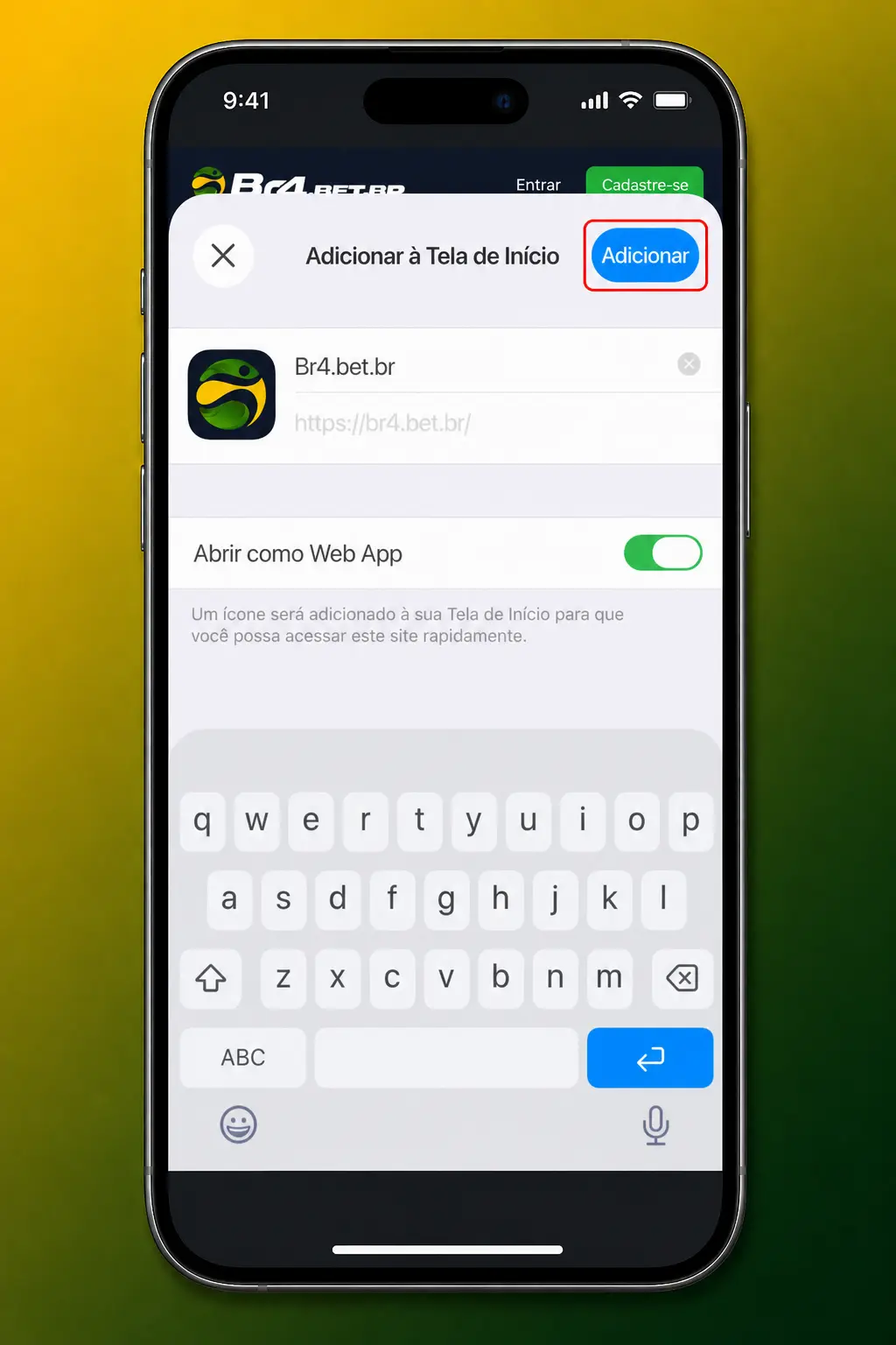 Passo a passo para instalar o aplicativo BR4bet no iOS via Safari e jogar Plinko no iPhone ou iPad.