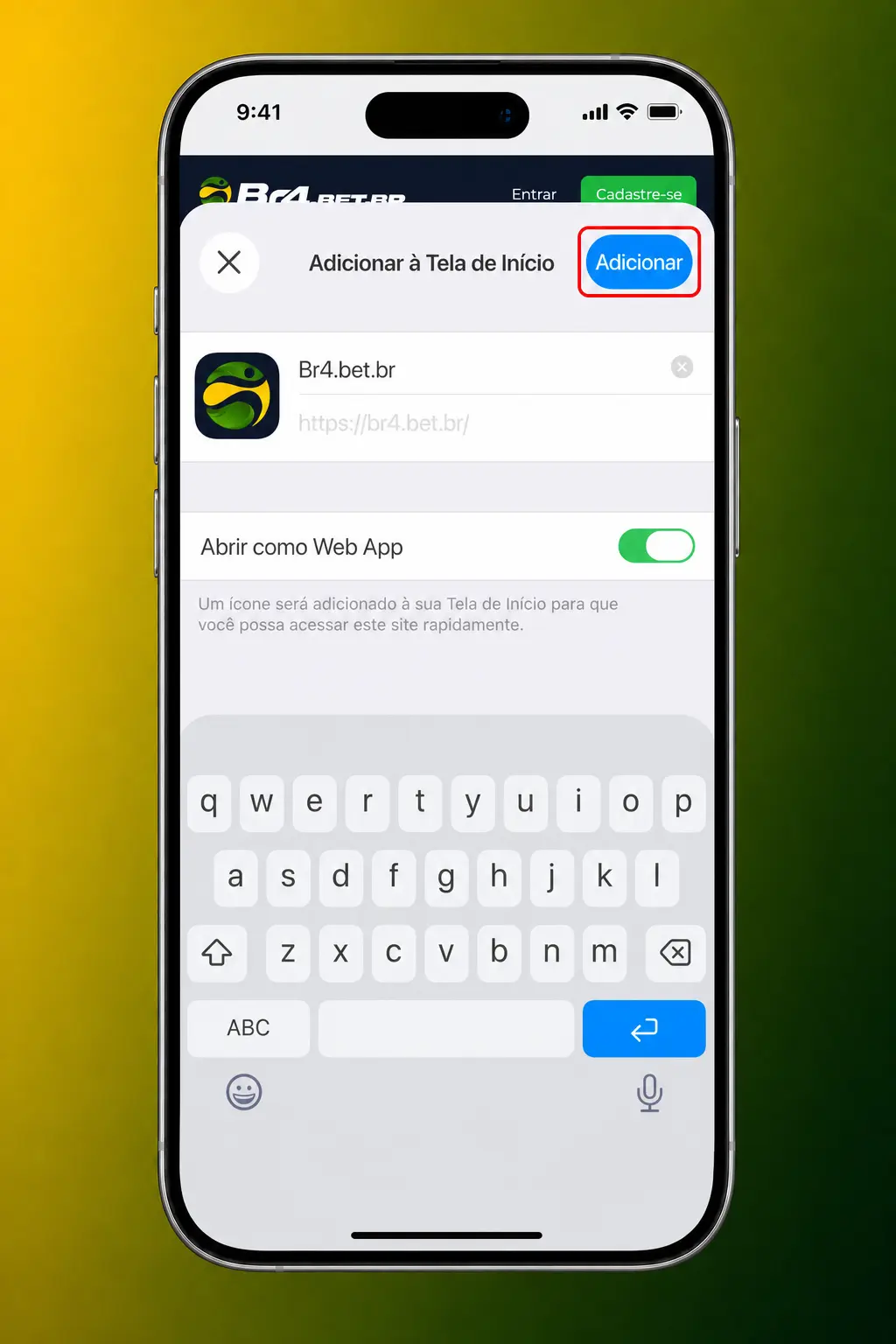 Passo a passo para instalar o app BR4bet no iOS e acessar o Sweet Bonanza diretamente na tela inicial do iPhone ou iPad.