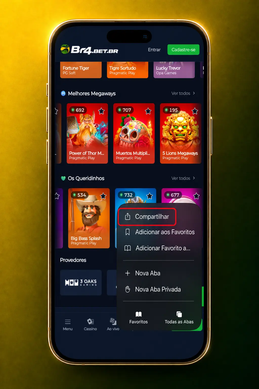 Passo a passo para instalar o BR4bet no iOS via Safari e jogar Crazy Time.