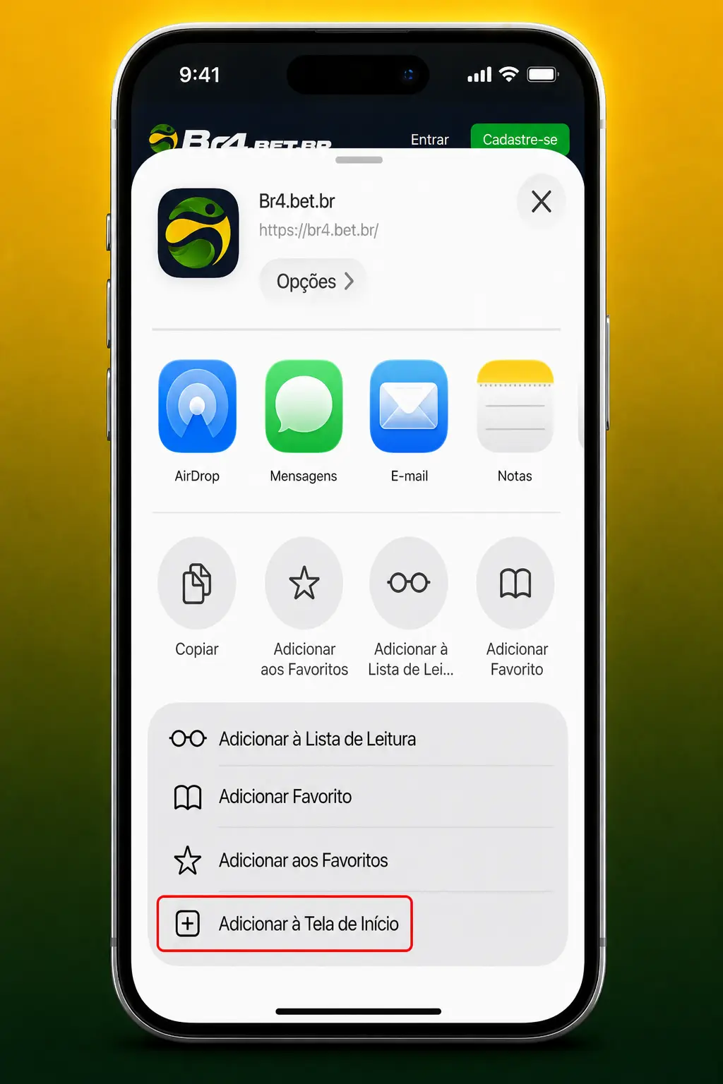 Passo a passo para instalar o BR4bet no iOS via Safari e jogar Fortune Dragon pelo atalho na tela inicial.