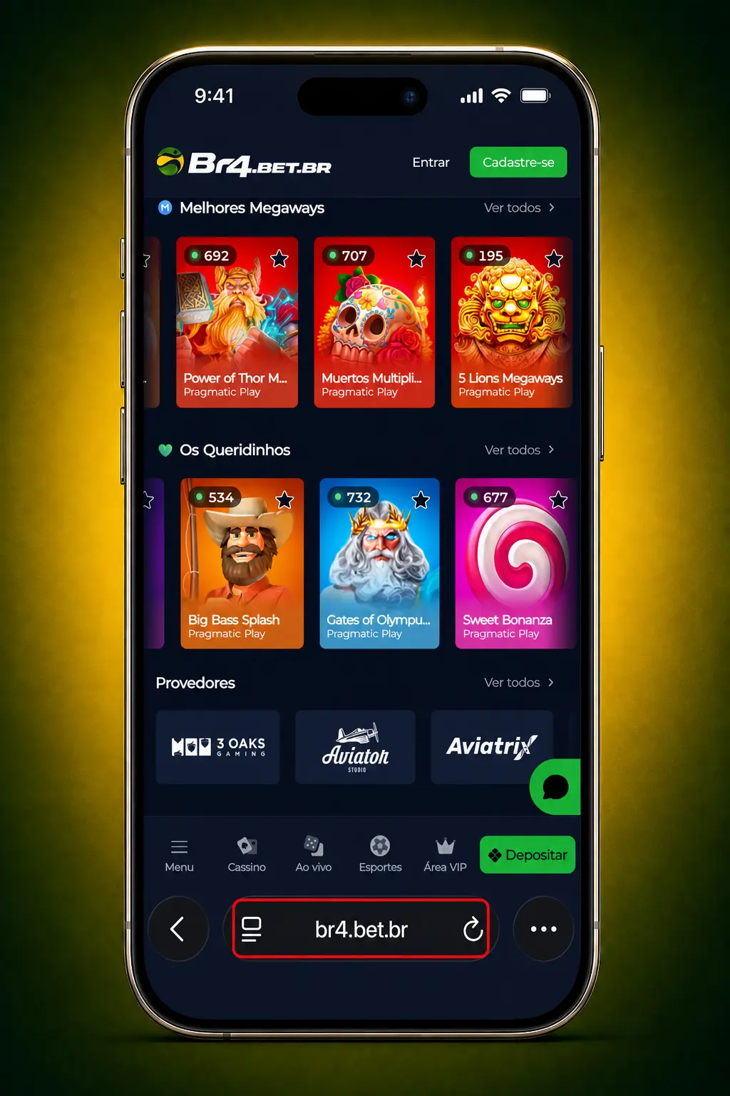 Passo a passo para instalar o atalho do BR4bet no iOS via Safari e jogar Sugar Rush 1000.
