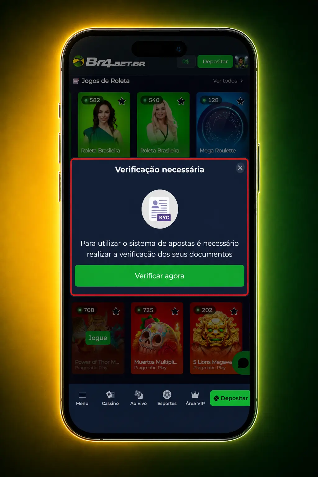 Passo a passo de como jogar no cassino da BR4bet, mostrando o lobby com caça-níqueis, jogos crash e mesas ao vivo.