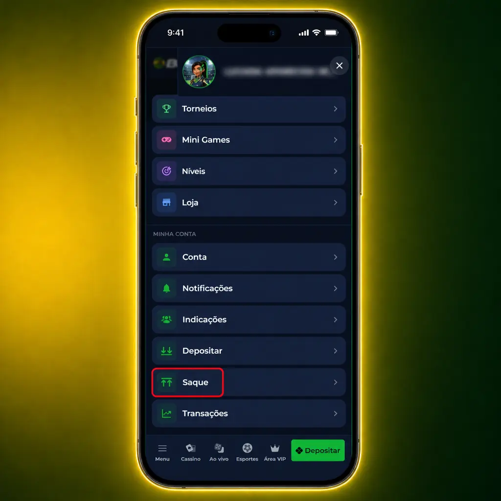 Passo a passo para sacar fundos via Pix no aplicativo BR4bet, com saldo disponível e processamento em até 24 horas.