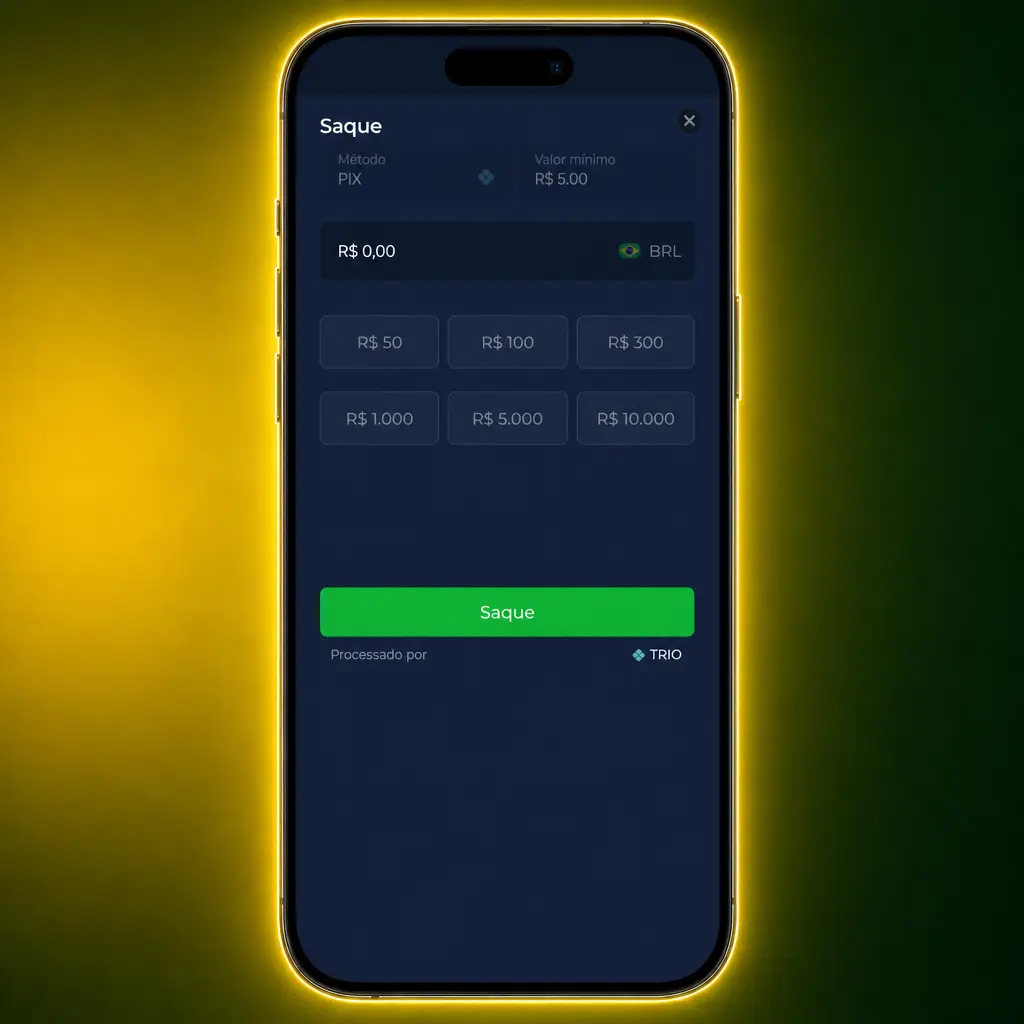 Passo a passo para sacar fundos pelo aplicativo BR4bet usando chave Pix e consultar o saldo disponível.