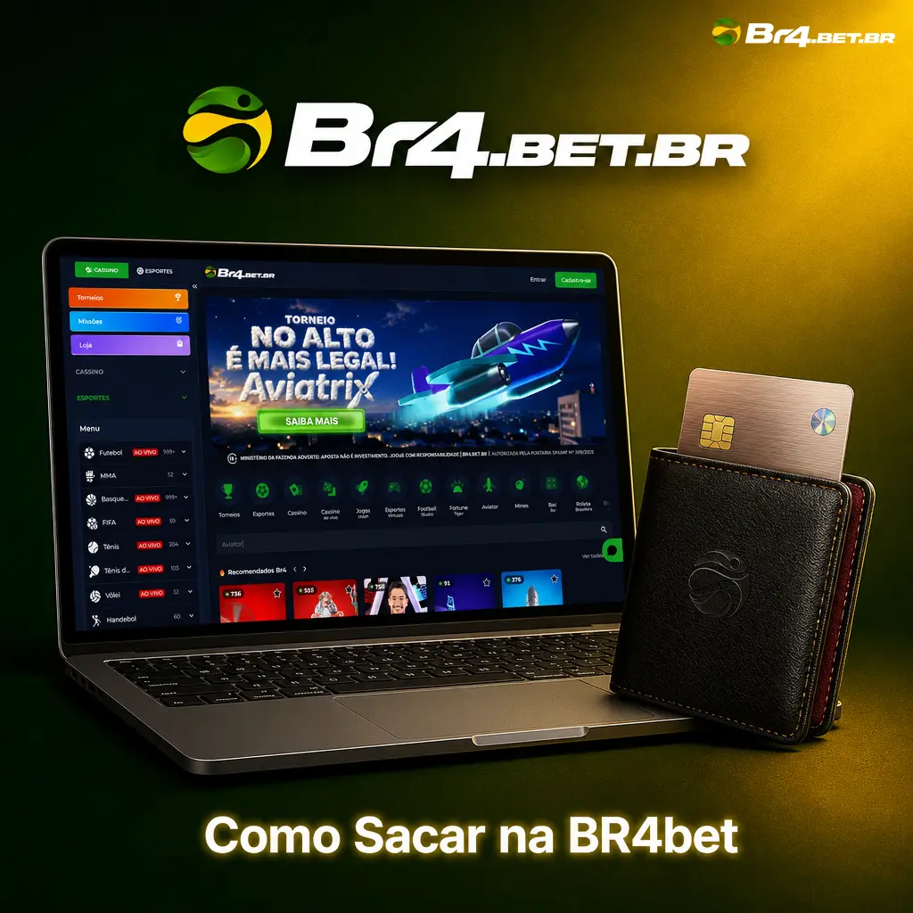 Tela de saque na BR4bet mostrando opção PIX, campo de valor e status do histórico de transações na área financeira.