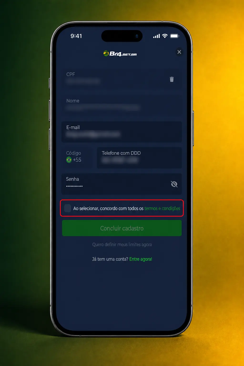 Passo a passo para se cadastrar no BR4bet e jogar Crazy Time: dados pessoais, Pix, verificação e acesso ao jogo.