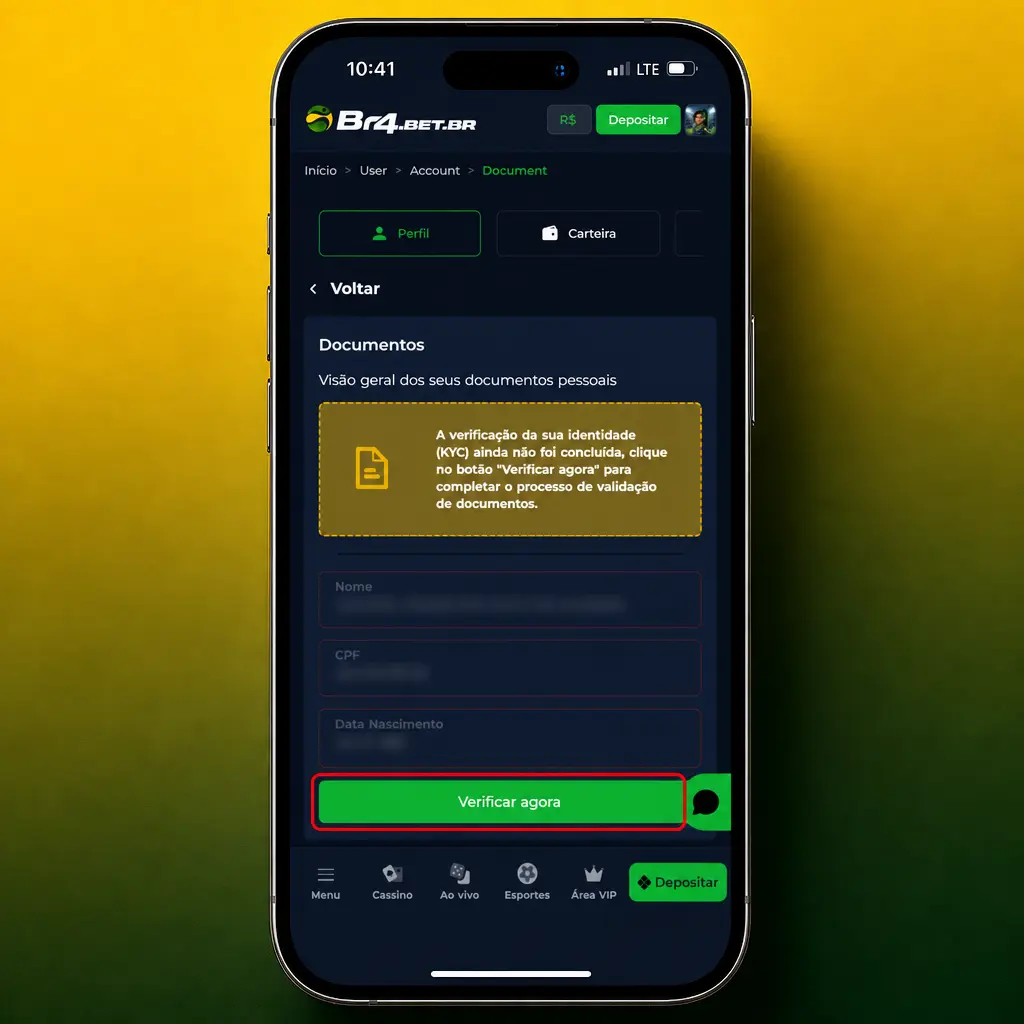 Passo a passo para verificação de conta na BR4bet: envio de documentos, selfie e confirmação por e-mail e SMS.
