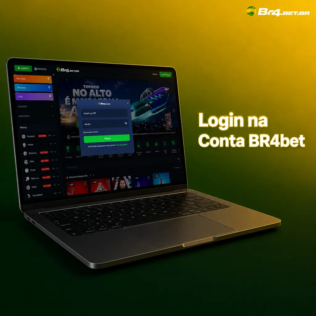 Tela de login da BR4bet com campos para e-mail ou telefone e senha, acesso a cassino e apostas esportivas