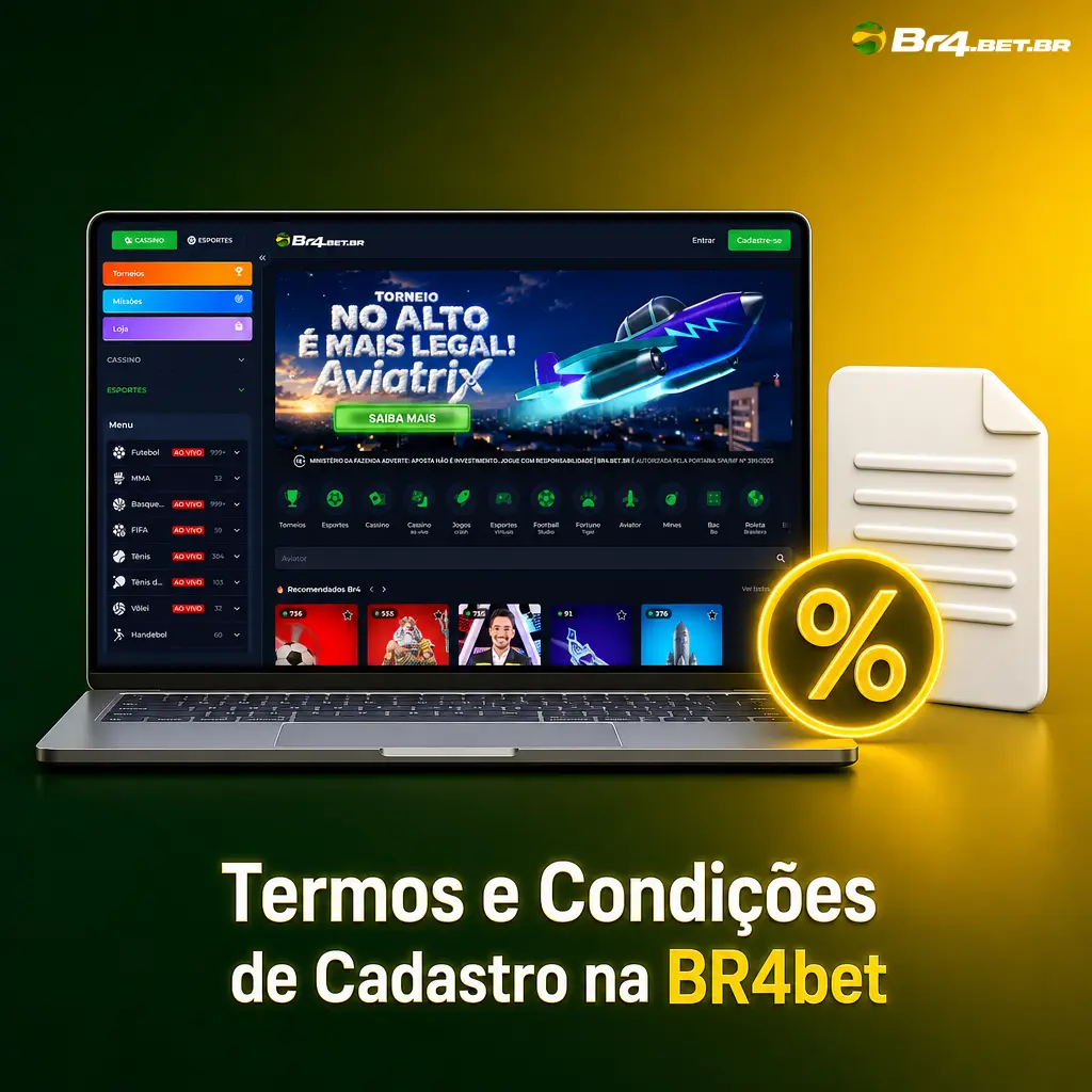 Termos e Condições de Cadastro na BR4bet: regras sobre conta única, CPF, pagamento e penalidades por dados falsos