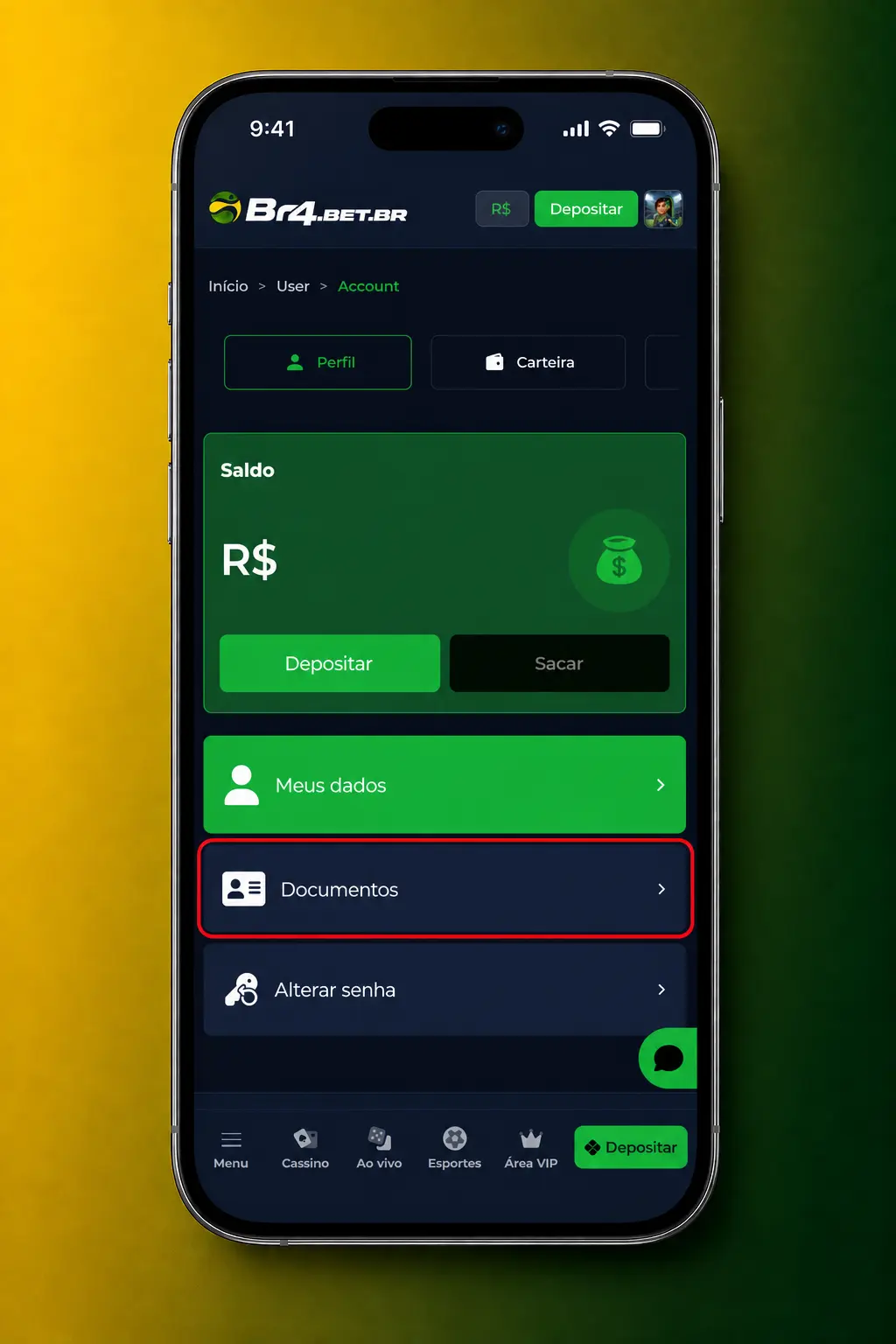 Verificação de conta na BR4bet: etapas do processo KYC com envio de documentos e comprovante de residência